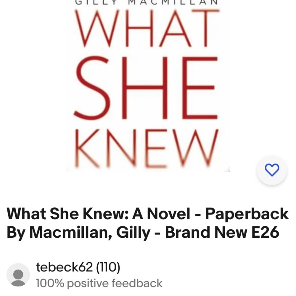 What She Knew 
A NOVEL
By Gilly Macmillan new